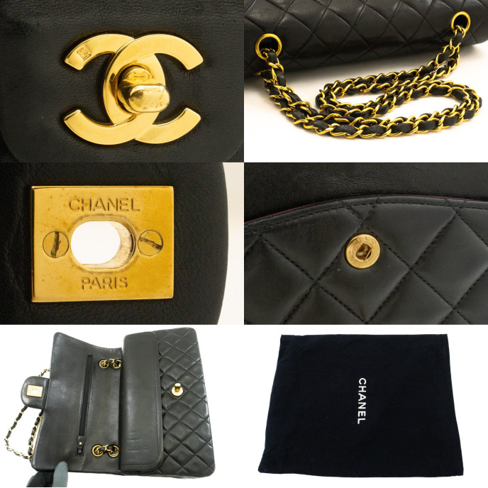 Chanel Double flap Leather Black Bag