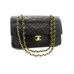 Chanel Double flap Leather Black Bag For Women's