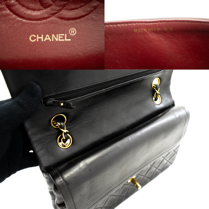 Chanel Double flap Leather Black Bag For Women's