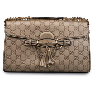 Gucci Bronze Guccissima Leather Emily Shoulder Bag