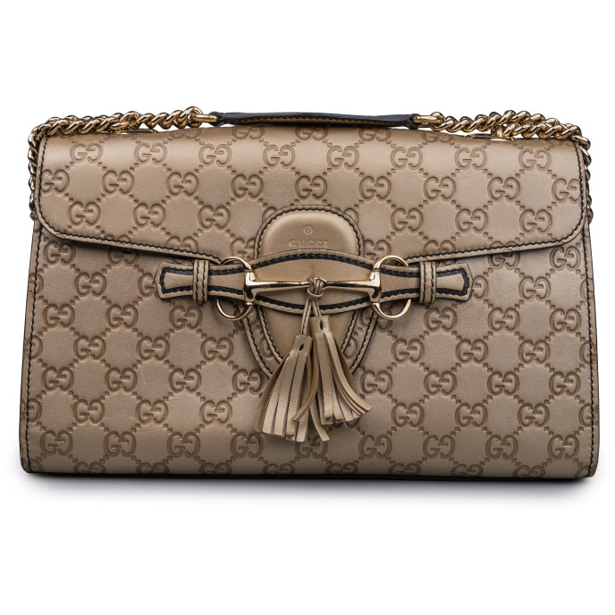 Gucci Bronze Guccissima Leather Emily Shoulder Bag