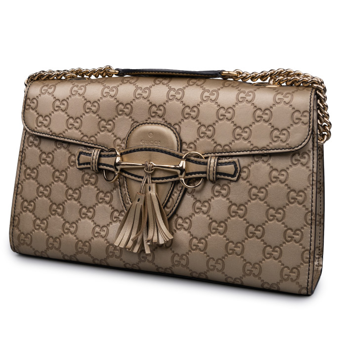 Gucci Bronze Guccissima Leather Emily Shoulder Bag