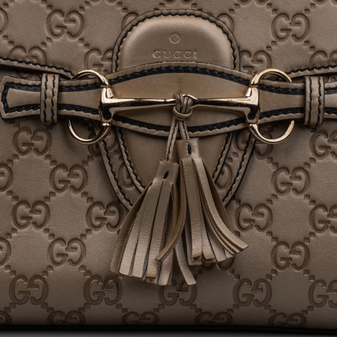 Gucci Bronze Guccissima Leather Emily Shoulder Bag