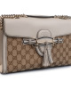 Gucci Cream Leather and GG Canvas Emily Shoulder Bag