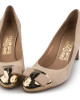 Salvatore Ferragamo Beige Suede Nina Metal Pumps Size 6