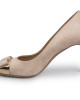 Salvatore Ferragamo Beige Suede Nina Metal Pumps Size 6