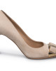 Salvatore Ferragamo Beige Suede Nina Metal Pumps Size 6