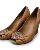 Tory Burch Tan Leather Amanda Wedges Size 39