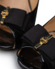 Tory Burch Black Patent Leather Trudy Open Toe Wedges Size 6.5