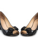 Tory Burch Black Patent Leather Trudy Open Toe Wedges Size 6.5