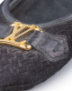 Louis Vuitton Black Woven Suede Oxford Ballet Flats Size 37.5