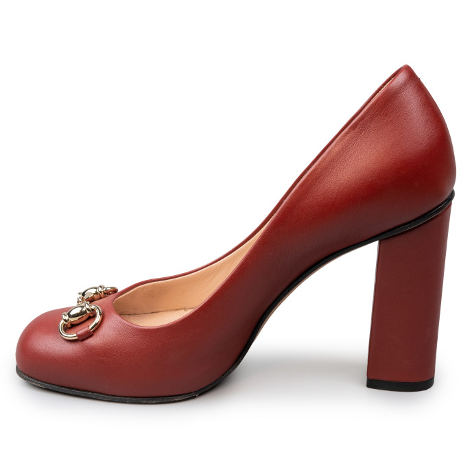 Gucci Maroon Leather Horsebit Pumps Size 36.5