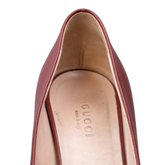 Gucci Maroon Leather Horsebit Pumps Size 36.5