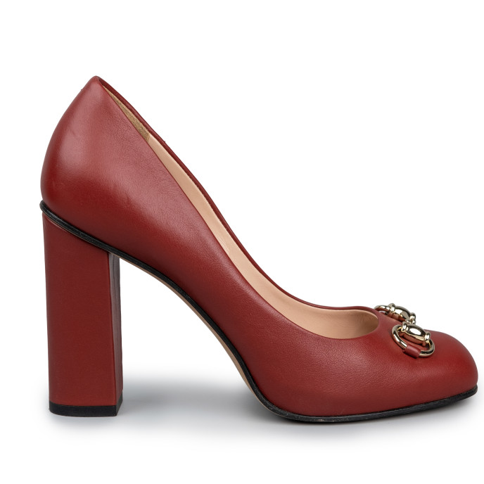 Gucci Maroon Leather Horsebit Pumps Size 36.5