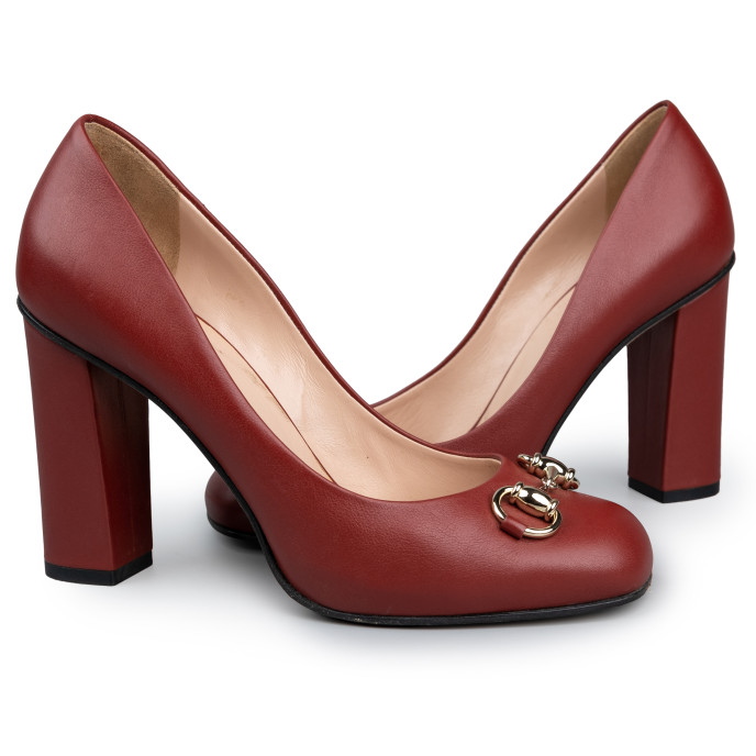 Gucci Maroon Leather Horsebit Pumps Size 36.5