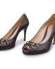 Gucci Brown Guccissima Leather Open Toe Pumps Size 39