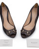 Gucci Brown Guccissima Leather Open Toe Pumps Size 39