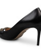 Gucci Black Leather Horsebit Open Toe Pumps Size 39