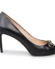 Gucci Black Leather Horsebit Open Toe Pumps Size 39