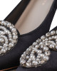 Sophia Webster Black Satin Embellished Pumps Size 38.5