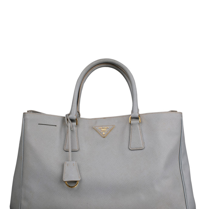 Prada Blue Vitello Daino Leather Top Handle 