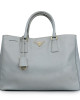 Prada Blue Vitello Daino Leather Top Handle 