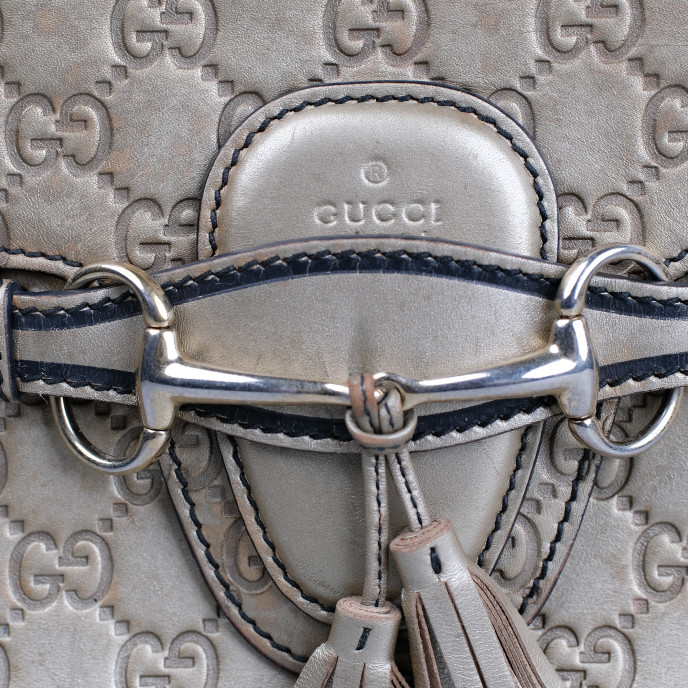 Gucci Bronze Guccissima Leather Emily Shoulder Bag