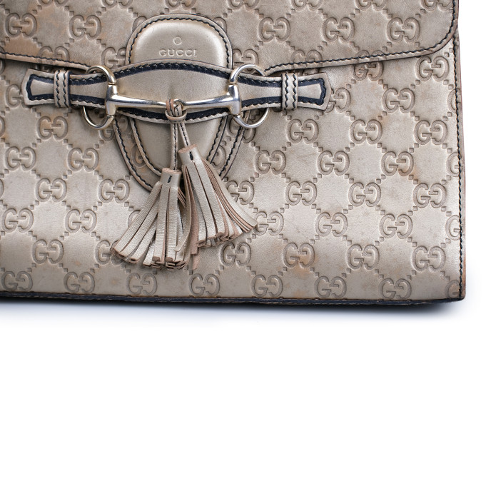 Gucci Bronze Guccissima Leather Emily Shoulder Bag