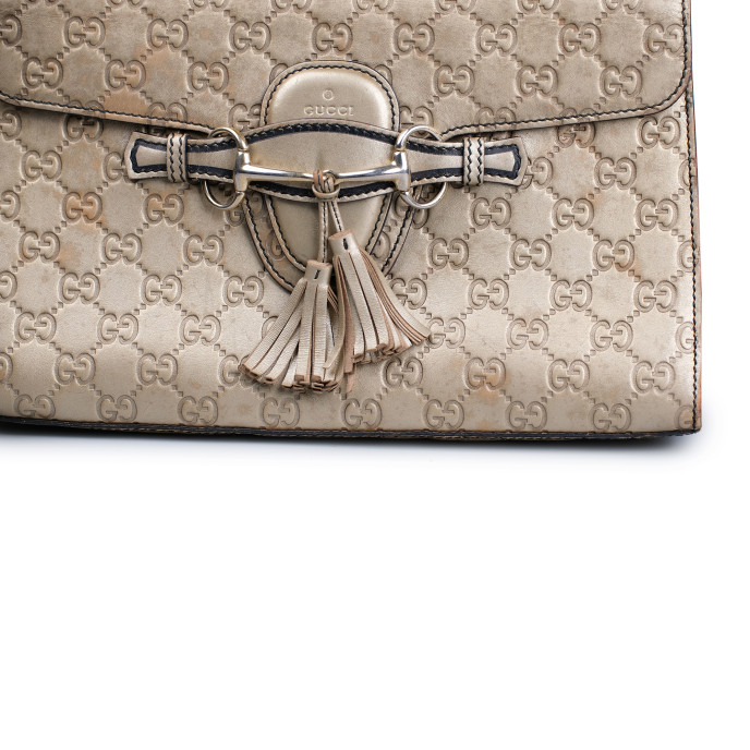 Gucci Bronze Guccissima Leather Emily Shoulder Bag