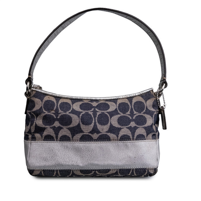 Coach Blue/Silver Signature Denim Shoulder Bag