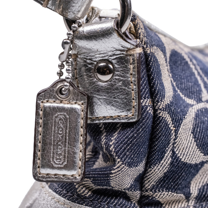 Coach Blue/Silver Signature Denim Shoulder Bag