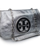 Tory Burch Silver Leather Reva Logo Crossbody Bag