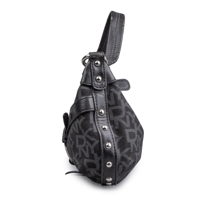 DKNY Black Monogram Canvas Shoulder Bag