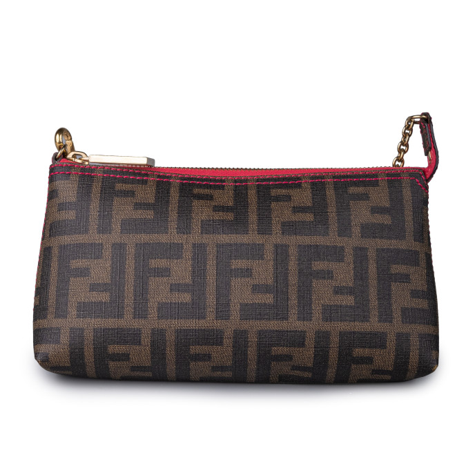 Fendi Tobacco/Pink Zucca Coated Canvas Pochette