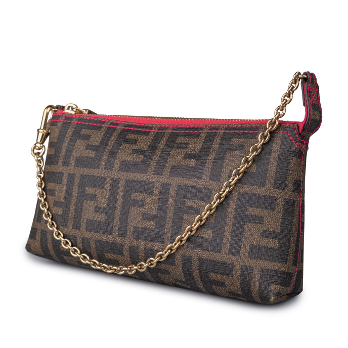 Fendi Tobacco/Pink Zucca Coated Canvas Pochette