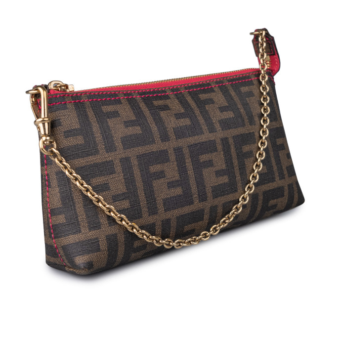 Fendi Tobacco/Pink Zucca Coated Canvas Pochette