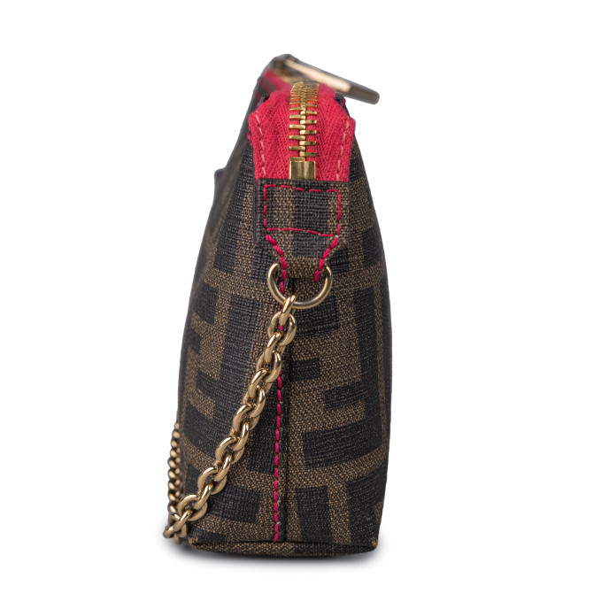 Fendi Tobacco/Pink Zucca Coated Canvas Pochette