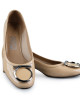 Salvatore Ferragamo Beige Patent Leather Block Heel Pumps Size 9