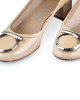 Salvatore Ferragamo Beige Patent Leather Block Heel Pumps Size 9