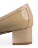 Salvatore Ferragamo Beige Patent Leather Block Heel Pumps Size 9