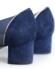 Salvatore Ferragamo Navy Blue Patent Leather / Suede Block Heel Pumps Size 9.5C