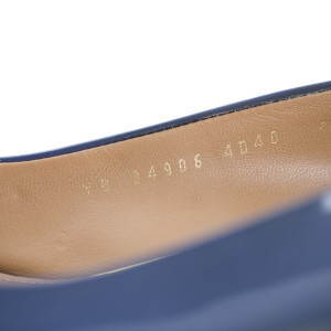 Salvatore Ferragamo Navy Blue Patent Leather / Suede Block Heel Pumps Size 9.5C