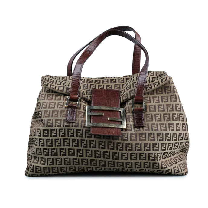 Fendi Brown Zucchino Canvas Shoulder Bag