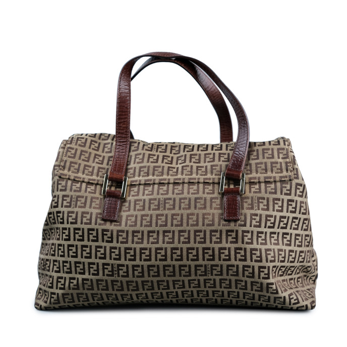 Fendi Brown Zucchino Canvas Shoulder Bag