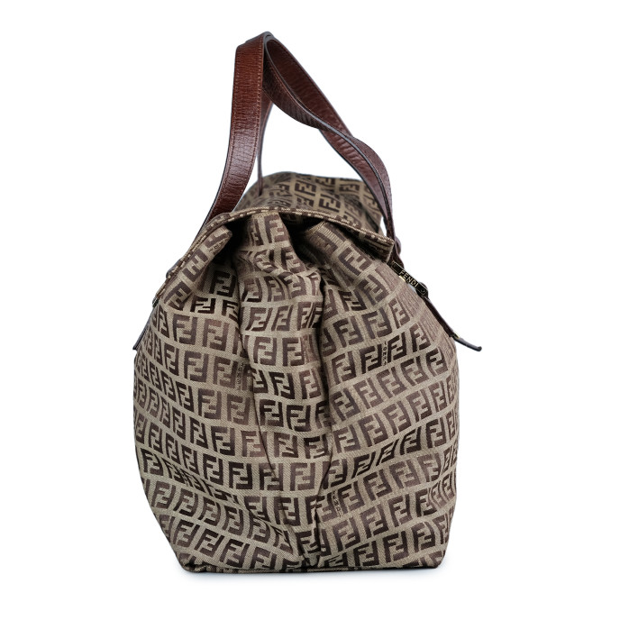 Fendi Brown Zucchino Canvas Shoulder Bag