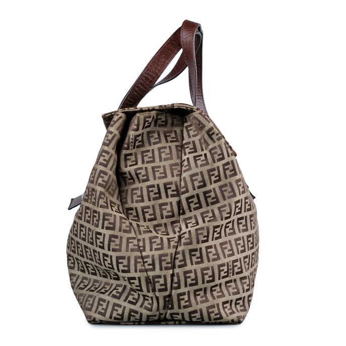 Fendi Brown Zucchino Canvas Shoulder Bag