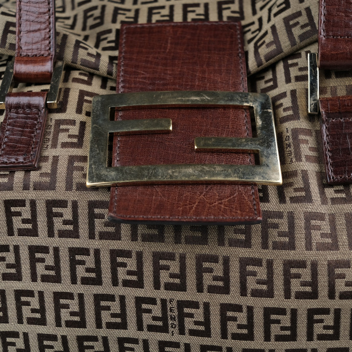 Fendi Brown Zucchino Canvas Shoulder Bag