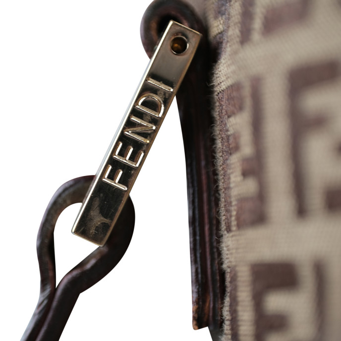 Fendi Brown Zucchino Canvas Shoulder Bag