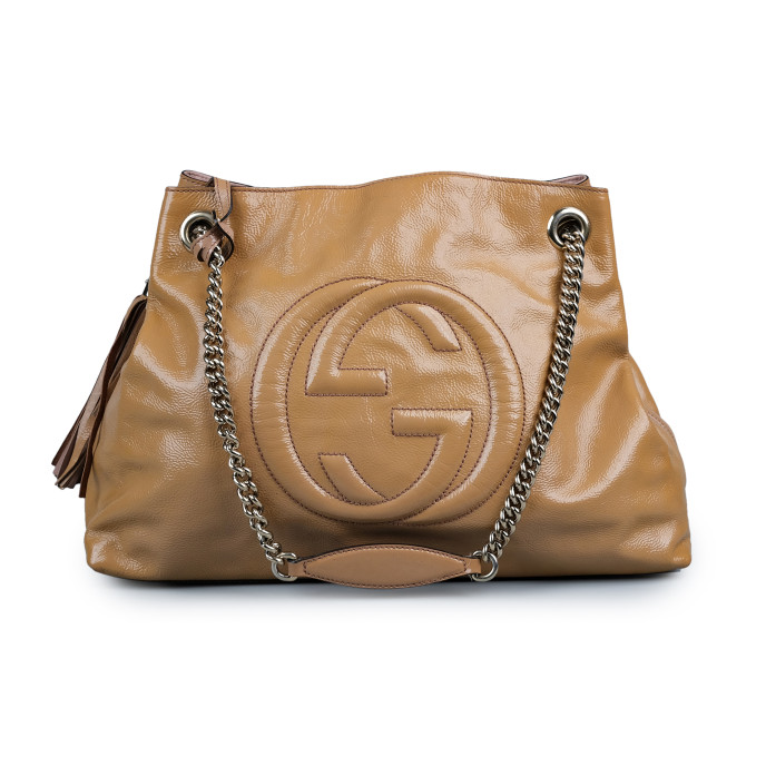 Gucci Beige Patent Leather Soho Shoulder Bag