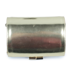 Jimmy Choo Metallic Gold Leather Mini Twill Tube Clutch